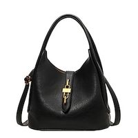 Women's Shoulder Bag PU Leather Daily Large Capacity Solid Color Black Brown Khaki miniinthebox