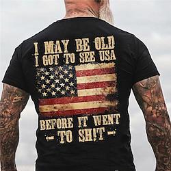 Graphic American Flag Old Man Retro Vintage Casual Street Style Men's 3D Print T shirt Tee Sports Outdoor Holiday Going out T shirt Black Short Sleeve Crew Neck Shirt Spring Summer Clothing Apparel Lightinthebox