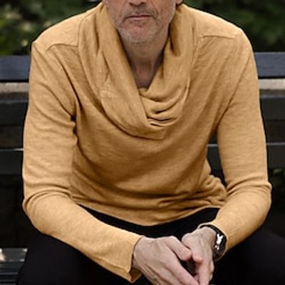 Men's Knitwear Ribbed Knit Tunic Knitted Plain Turtleneck Modern Contemporary Work Daily Wear Clothing Apparel Fall Winter Black Khaki M L XL Lightinthebox