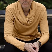 Men's Knitwear Ribbed Knit Tunic Knitted Plain Turtleneck Modern Contemporary Work Daily Wear Clothing Apparel Fall Winter Black Khaki M L XL Lightinthebox - thumbnail