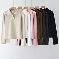 Women's Sweatshirt Pullover Active Button Black White Pink Solid Color Casual Sports V Neck Long Sleeve Top Micro-elastic Fall  Winter Lightinthebox - thumbnail