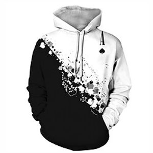 Men's Pullover Hoodie Sweatshirt Black And White Hooded Graphic Color Block Abstract Print Daily Sports Streetwear 3D Print Casual Big and Tall Athletic Spring Summer Clothing Apparel Hoodies miniinthebox
