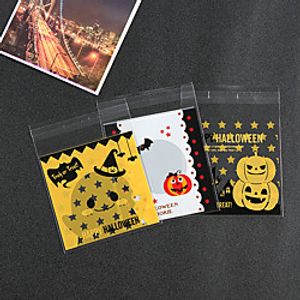 100pcs Halloween Self Adhesive Bag Cute Smiley Face Pumpkin Self Adhesive Cookie Candy Bag 1010cm miniinthebox