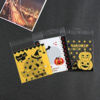 100pcs Halloween Self Adhesive Bag Cute Smiley Face Pumpkin Self Adhesive Cookie Candy Bag 1010cm miniinthebox - thumbnail