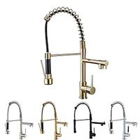 Kitchen Faucet Pull Out Sink Mixer Taps Dual Spout, High Arc Spring Vessel Brass Taps, Single Handle 360 Swivel Sprayer with Hot and Cold Water Hose Lightinthebox - thumbnail