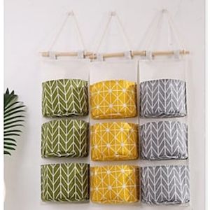 60X20CM Creative cotton linen waterproof storage hanging bag 3 layer hanging pocket cloth art door behind the sundries storage bag storage bag Lightinthebox