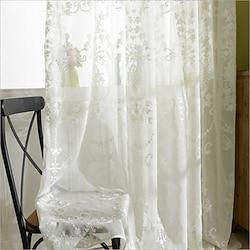 One Panel European Style Embroidered Gauze Curtain Living Room Bedroom Dining Room Semi Transparent Window Screen Lightinthebox