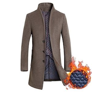 Men's Winter Coat Wool Coat Overcoat Trench Coat Outdoor Daily Wear Fall  Winter Polyester Windbreaker Outerwear Clothing Apparel Fashion Streetwear Plain Queen Anne Single Breasted One-button Lightinthebox