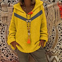 Women's Sweater Knitted Color Block Stylish Casual Long Sleeve Sweater Cardigans Hooded Fall Winter Yellow Gray Red miniinthebox - thumbnail