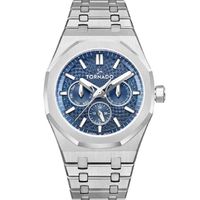 Tornado Aurora Men's Multi Function Display Watch And High Quality Solid Stainless Steel Brushed Bracelet Strap, Silver - T23104-SBSL