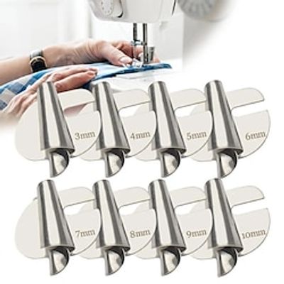 8Pcs 3mm-10mm Sewing Rolled Hemmer Industrial Flat Car Pull Tube Spiral Edging Roller Hosehold Household Sewing Machine Presser Foot Universal Spiral Hemmer DIY Crafts Sewing Tools Accessories miniinthebox