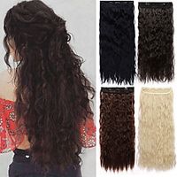 Corn Wave Clip in Hair Extension Wavy Curly Clip ins Synthetic Natural Fiber Hair 5Clips on Hair Extension for Black White Women miniinthebox - thumbnail