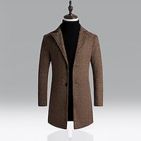 Men's Winter Coat Short Coat Street Business Winter Fall Polyester Thermal Warm Breathable Outerwear Clothing Apparel Casual Solid Color Pocket Turndown Single Breasted miniinthebox - thumbnail