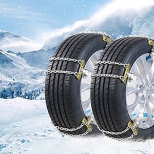 2 Pack Snow Chains For Car Anti-Skid Tire Chains Tire Anti-skid Steel Chain Snow Universal Adjustable Car Tyre Cable Security Belt For Ice Snow Mud Sand Roadway for Car Truck SUV Lightinthebox