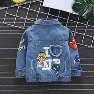 single layer letters boys denim jacket turn down collar baby girls winter fall jean coat children's clothes winter breaker Lightinthebox