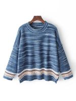 Casual Multi-color Print Patchwork Long Sleeve O-neck Women Sweaters