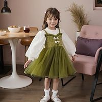 Kids Girls' Party Dress Flower Long Sleeve Special Occasion Adorable Sweet Polyester Knee-length Spring Fall Winter 4-12 Years Light Green Lightinthebox - thumbnail