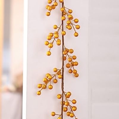 Orange and Burgundy Artificial Berry Stems Berries Wire Branch Sprays for Christmas Tree Decoration, Holiday Decorating, Flower Arrangements and DIY Crafts miniinthebox