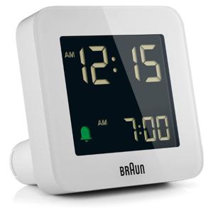 Braun Digital Alarm Clock BC09W, Digital LCD Display, Crescendo Alarm, 5 Min Snooze, 10 Sec Light With Delay, 2 Year Guarantee, White