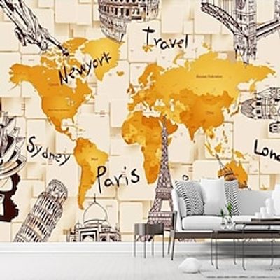 Map Wallpaper Mural Architecture World Map Wall Covering Sticker Peel and Stick Removable PVCVinyl Material Self AdhesiveAdhesive Required Wall Decor for Living Room Kitchen Bathroom Lightinthebox
