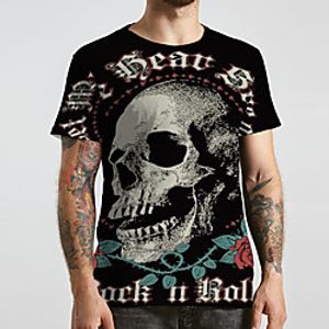 Men's Unisex Tee T shirt 3D Print Graphic Prints Skull Plus Size Print Short Sleeve Casual Tops Basic Designer Big and Tall Black miniinthebox
