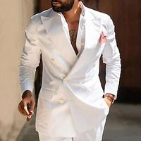 White Men's Wedding Suits Solid Colored 2 Piece Daily Business Casual Plus Size Double Breasted Six-buttons 2023 miniinthebox
