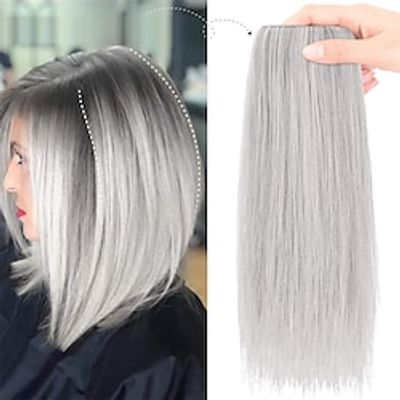 8inch Thick Hairpieces Adding Extra Hair Volume Clip in Hair Extensions Hair Topper for Thinning Hair Women Color Grey/Brown/Silver/White Mixed miniinthebox