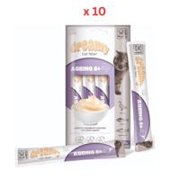 M-Pets Creamy With Functions Cat treat Ageing 6 Plus Duck & Tuna & Salmon 4x15g (60g) Pack Of 10