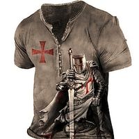 Men's T shirt Tee Letter Crew Neck Green Blue Purple Light Green Khaki Casual Daily Short Sleeve Print Clothing Apparel Designer Casual Classic Retro miniinthebox - thumbnail