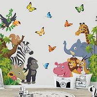 Cartoon Animals Elephants Lions Cute Stickers Children's Room Classroom Background 1pc 3090cm2pcs miniinthebox