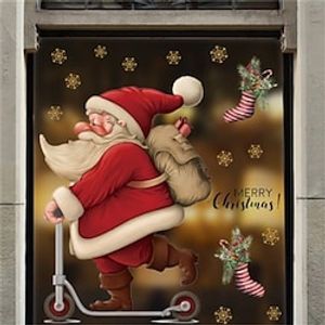 Skateboard Santa Claus Window Glass Christmas Decoration Wall Decal Atmosphere Decoration Decal miniinthebox