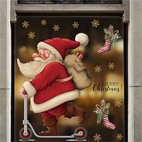 Skateboard Santa Claus Window Glass Christmas Decoration Wall Decal Atmosphere Decoration Decal miniinthebox - thumbnail