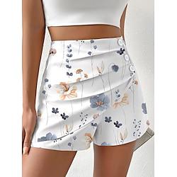 Women's Shorts Polyester Floral Black White Casual Daily Short Going out Weekend Summer Lightinthebox