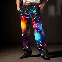 Colorful Business Casual Men's 3D Print Dress Pants Pants Trousers New Year Polyester Wine Black Navy Blue S M L High Elasticity Pants Lightinthebox - thumbnail