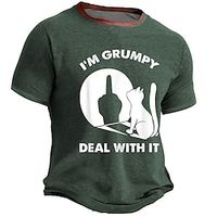 I'm Grumpy Cat Men's Street Style 3D Print T shirt Tee Sports Outdoor Holiday Going out T shirt Navy Blue Army Green Dark Blue Short Sleeve Crew Neck Shirt Spring  Summer Lightinthebox - thumbnail