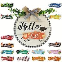 1pc Wooden Plaque Interchangeable Seasonal Welcome Sign Front Door Decoration Festive Style Round Wooden Wreath Wall Hanging Outdoors Walls Porches Suitable For Spring Summer Fall Four Seasons miniinthebox