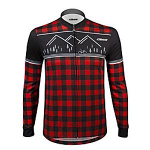 21Grams Men's Long Sleeve Cycling Jersey Winter Summer Fleece Spandex Polyester Red Green Plaid Checkered Bike Jersey Top Mountain Bike MTB Road Bike Cycling Thermal Warm UV Resistant Anatomic Design miniinthebox