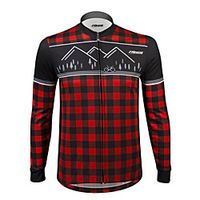 21Grams Men's Long Sleeve Cycling Jersey Winter Summer Fleece Spandex Polyester Red Green Plaid Checkered Bike Jersey Top Mountain Bike MTB Road Bike Cycling Thermal Warm UV Resistant Anatomic Design miniinthebox - thumbnail