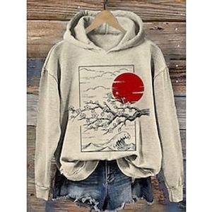 Women's Hoodie Sweatshirt Pullover Active Sportswear Print Beige Floral Casual Sports Hoodie Long Sleeve Top Micro-elastic Fall  Winter Lightinthebox