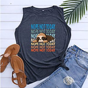 Women's Holiday Tank Top Vest T shirt Graphic Letter Animal Print Round Neck Basic Tops Blue Purple Light gray  Going out Lightinthebox