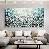 Blooming Flower oil painting handmade Landscape Art Minimalist White Cherry Blossom Canvas Oil Painting hand painted 3D Creamy Texture oil painting Wall Art Custom Plaster Style painting Lightinthebox