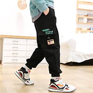 Kids Boys' Pants Black Letter with Side Pocket Casual / Daily Active Streetwear Cool 3-13 Years miniinthebox