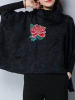 Embroidery Jacquard Patchwork Stand Collar Half Sleeve Shawl