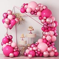 86pcs Pink Balloon Garland Arch Kit,Hot Pink Baby Pink White Balloons with Heart Lip Lipstick Balloon for Girls Birthday Princess Theme Party Background Bridal Shower Shower Decorations Lightinthebox - thumbnail