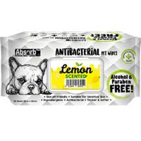 Absolute Pet Absorb Plus Antibacterial Pet Wipes Lemon 80 Sheets