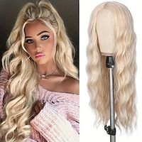 Long Blonde Wavy Wig 28 Inch Natural Wavy 613 Wig Long Platinum Blonde Wig For Women Synthetic Wig Middle Part Halloween Cosplay Wigs For Women Lightinthebox - thumbnail