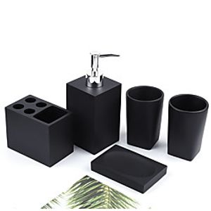 Five Pieces Set Nordic Marble Texture Resin Bathroom Accessory Toothbrush Holder Soap Dispenser Pump Bottle Brush miniinthebox