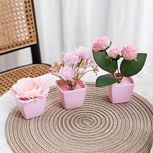3pcsSet Evergreen Plants Simulating Plastic Mini Potted Plants Suitable For Decorating Homes Kitchens Restaurants Tabletops Windowsills Bookshelves Courtyards Gardens And Offices Lightinthebox