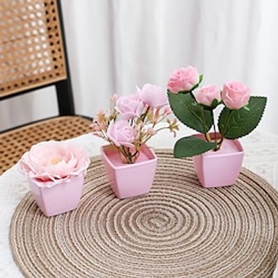 3pcsSet Evergreen Plants Simulating Plastic Mini Potted Plants Suitable For Decorating Homes Kitchens Restaurants Tabletops Windowsills Bookshelves Courtyards Gardens And Offices Lightinthebox