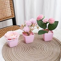 3pcsSet Evergreen Plants Simulating Plastic Mini Potted Plants Suitable For Decorating Homes Kitchens Restaurants Tabletops Windowsills Bookshelves Courtyards Gardens And Offices Lightinthebox - thumbnail